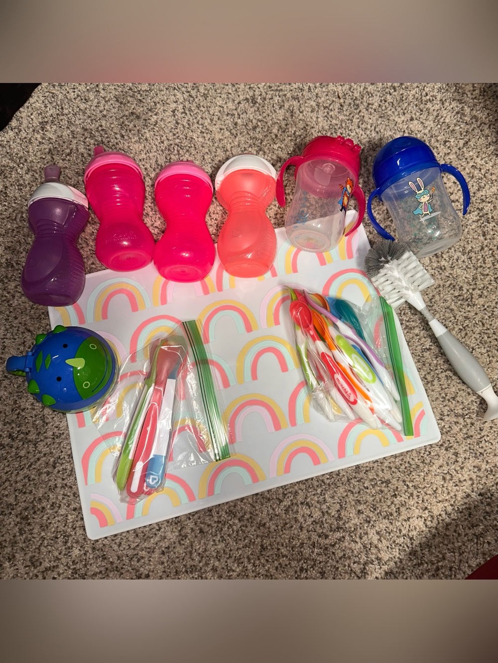 Kids Cup and Feeding Accessory Set in Pink, Purple, Coral and Blue